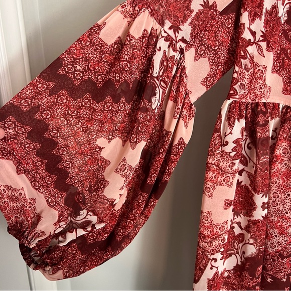 Show Me Your Mumu Peasant Style Semi-Sheer Dress-Balloon Sleeves-Medium - Picture 4 of 10